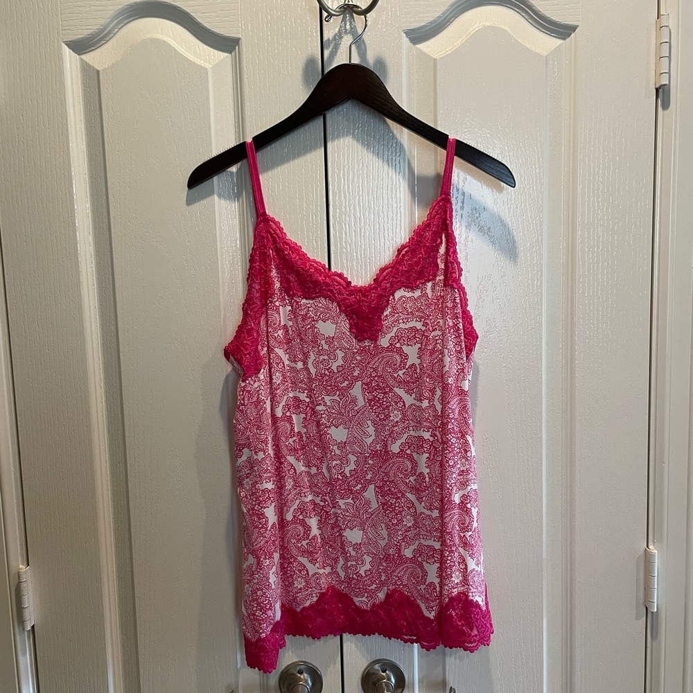 Pink Lace Trim Cami Tank Top Size 18/20